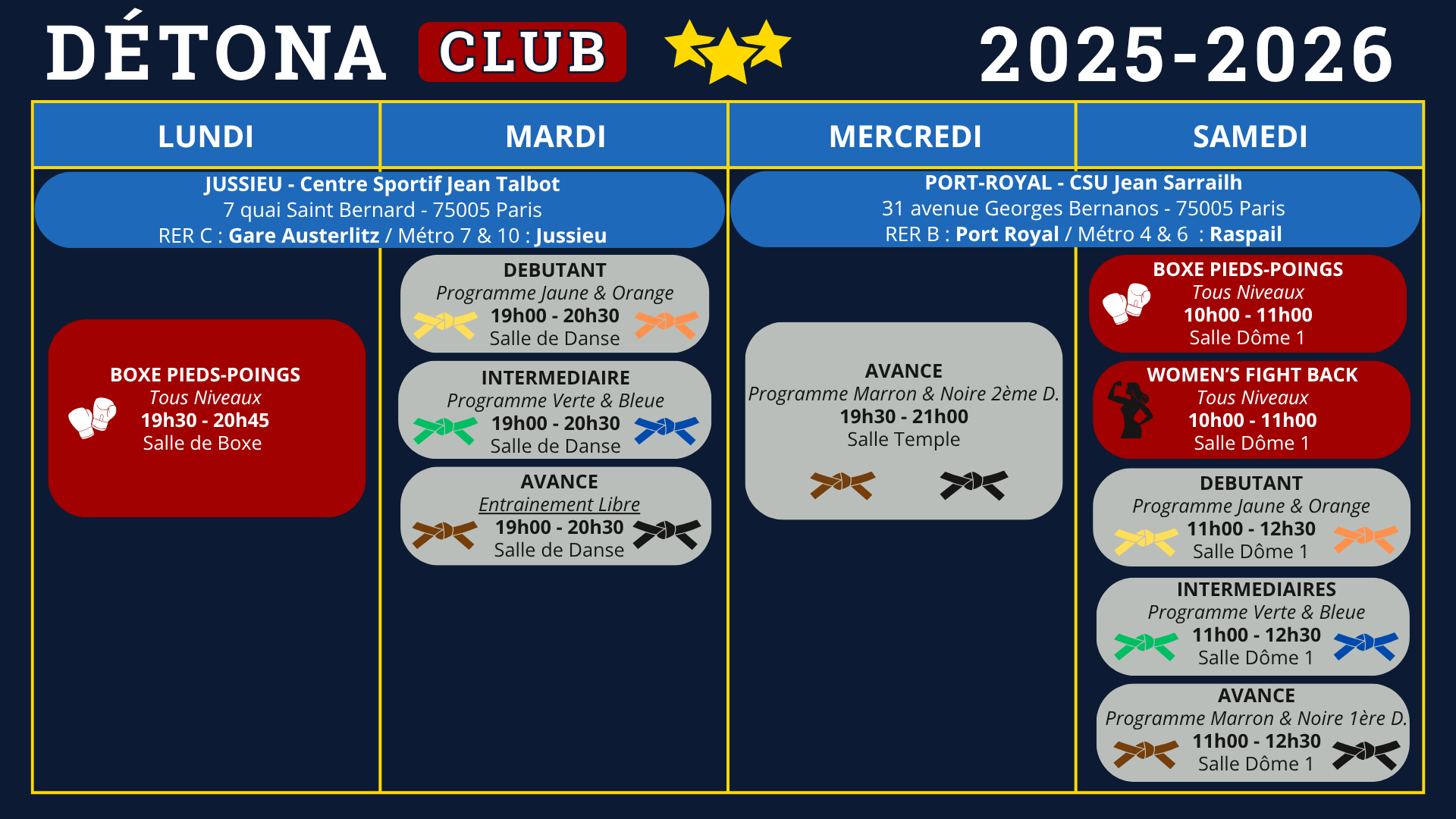 PLANNING DETONA 2025-2026 PLANNING DETONA 2025-2026
