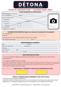 Fiche d'inscription du club Détona